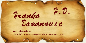 Hranko Domanović vizit kartica